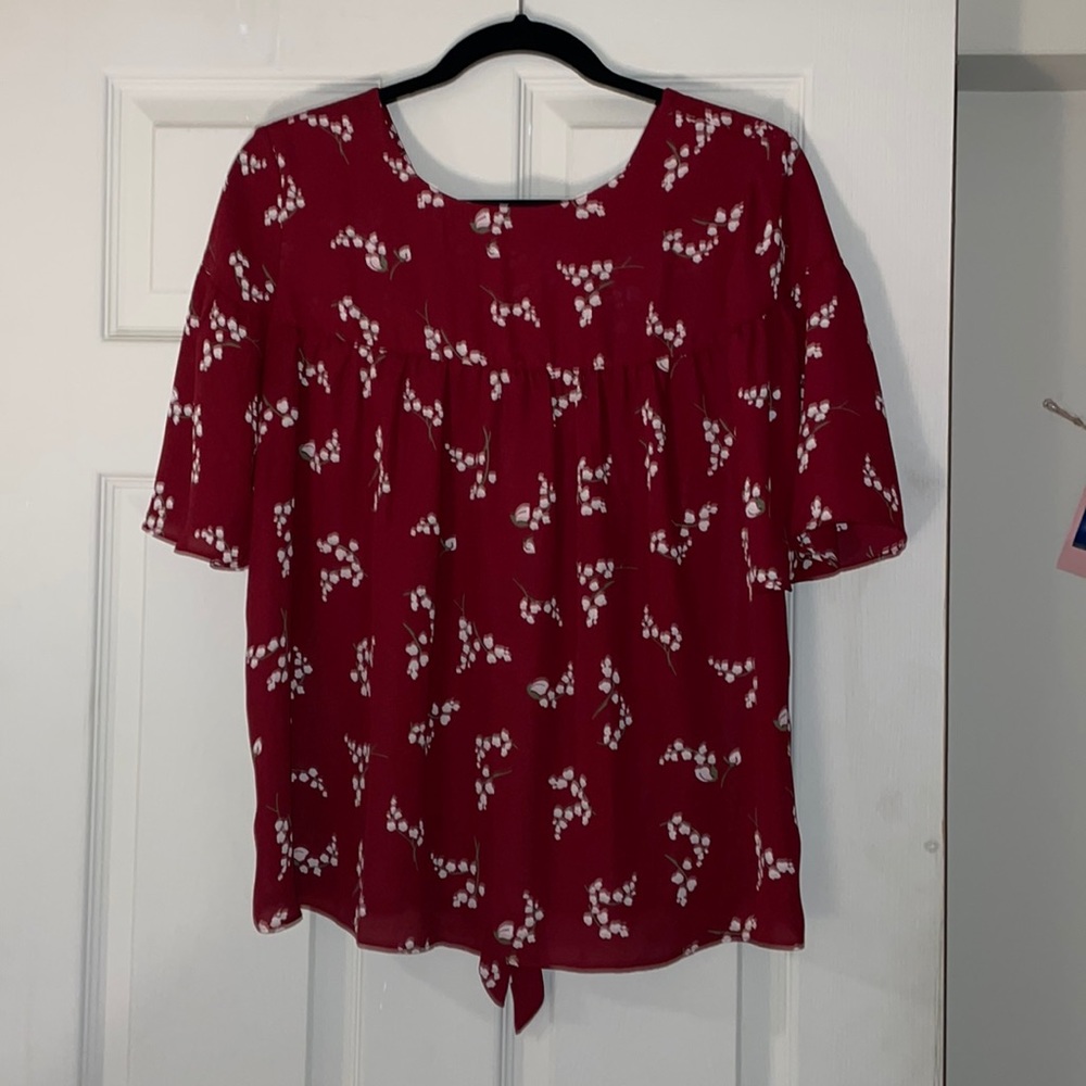Loft floral blouse with bow in back